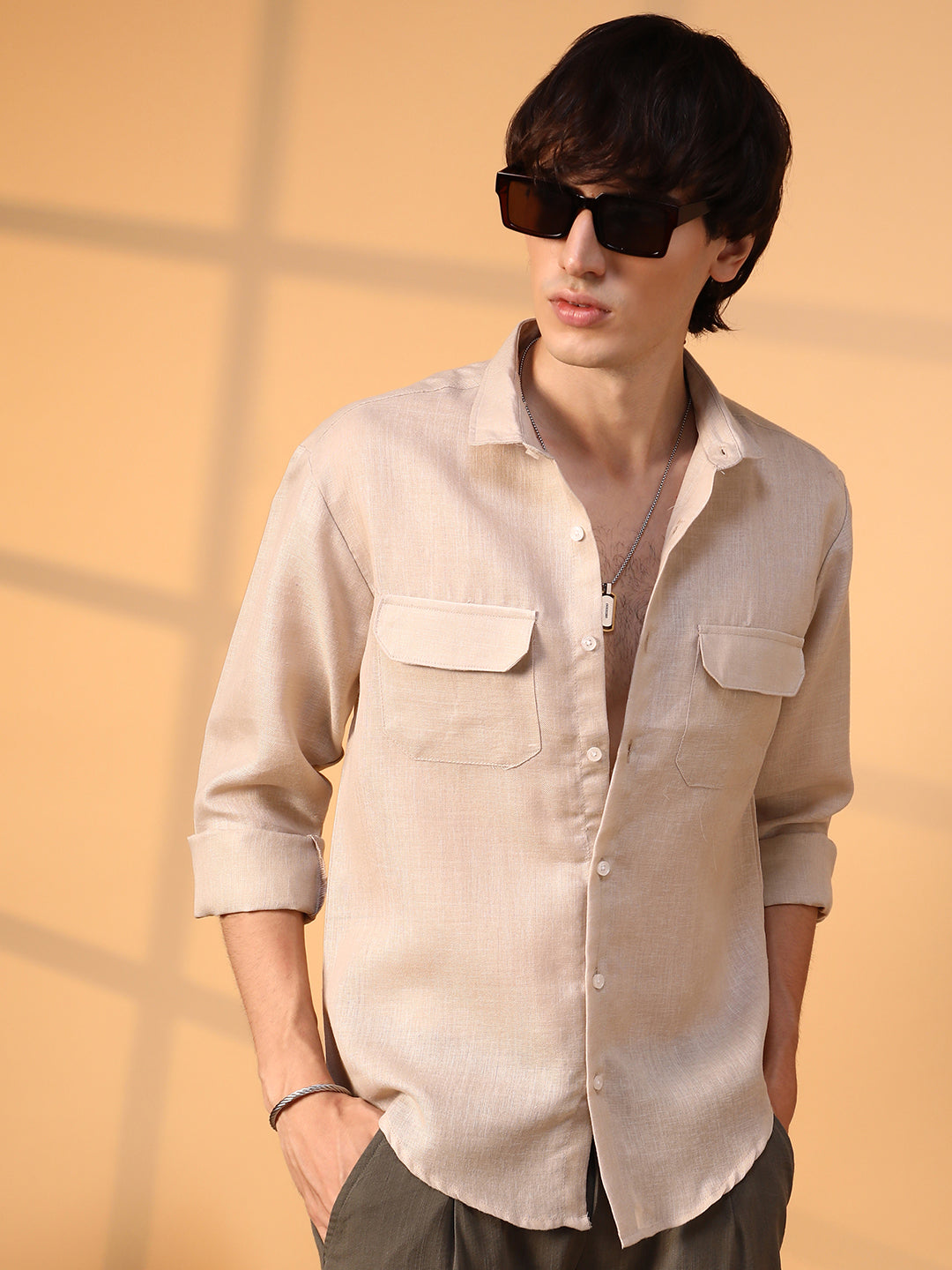 Campus Sutra Solid Utility Shirt