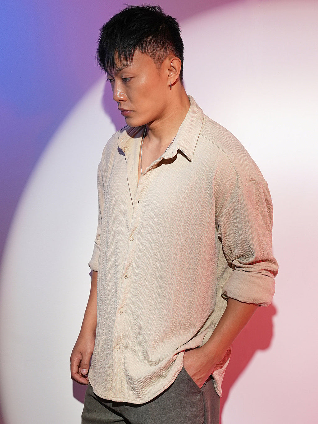 Campus Sutra Spear-Textured Shirt