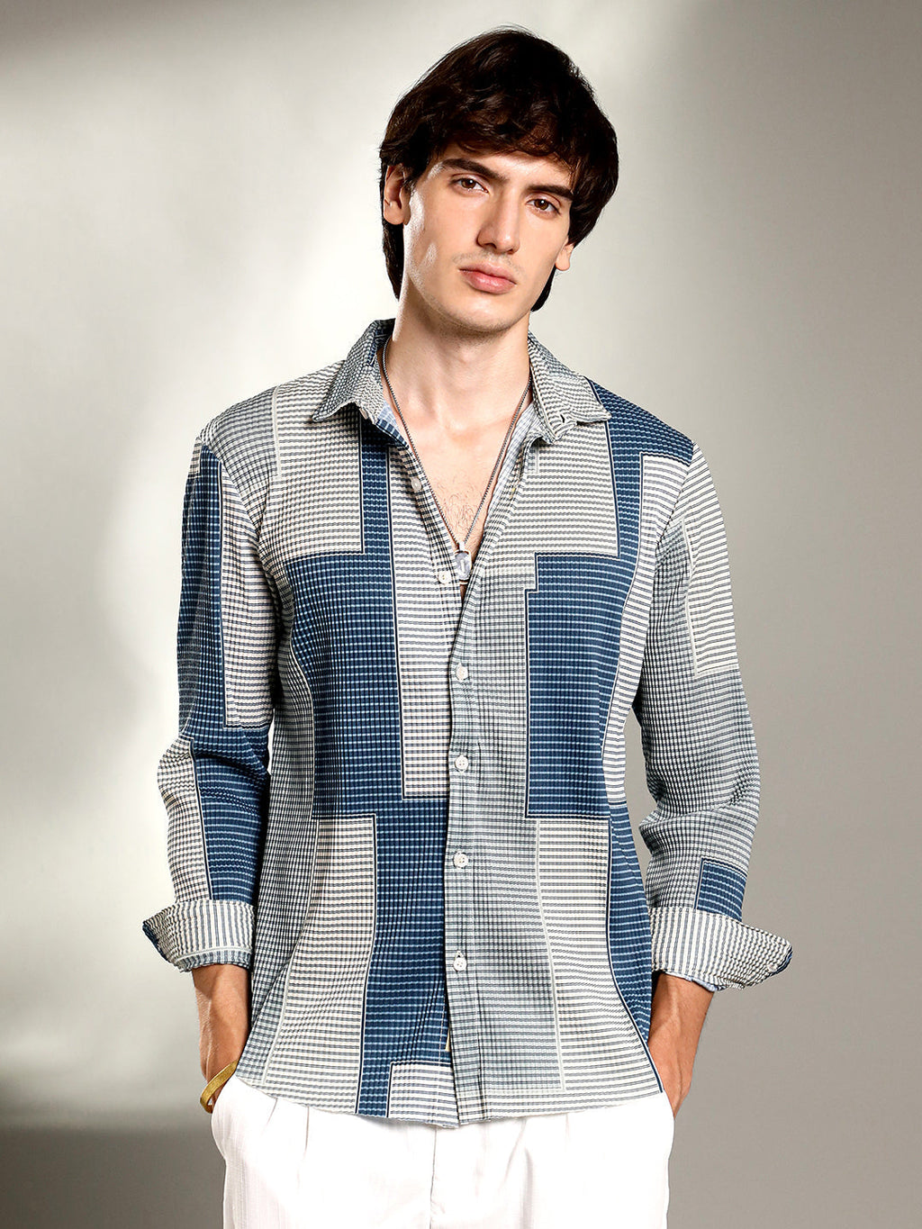 Campus Sutra Retro-Pleat Shirt