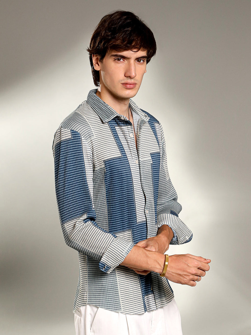 Campus Sutra Retro-Pleat Shirt