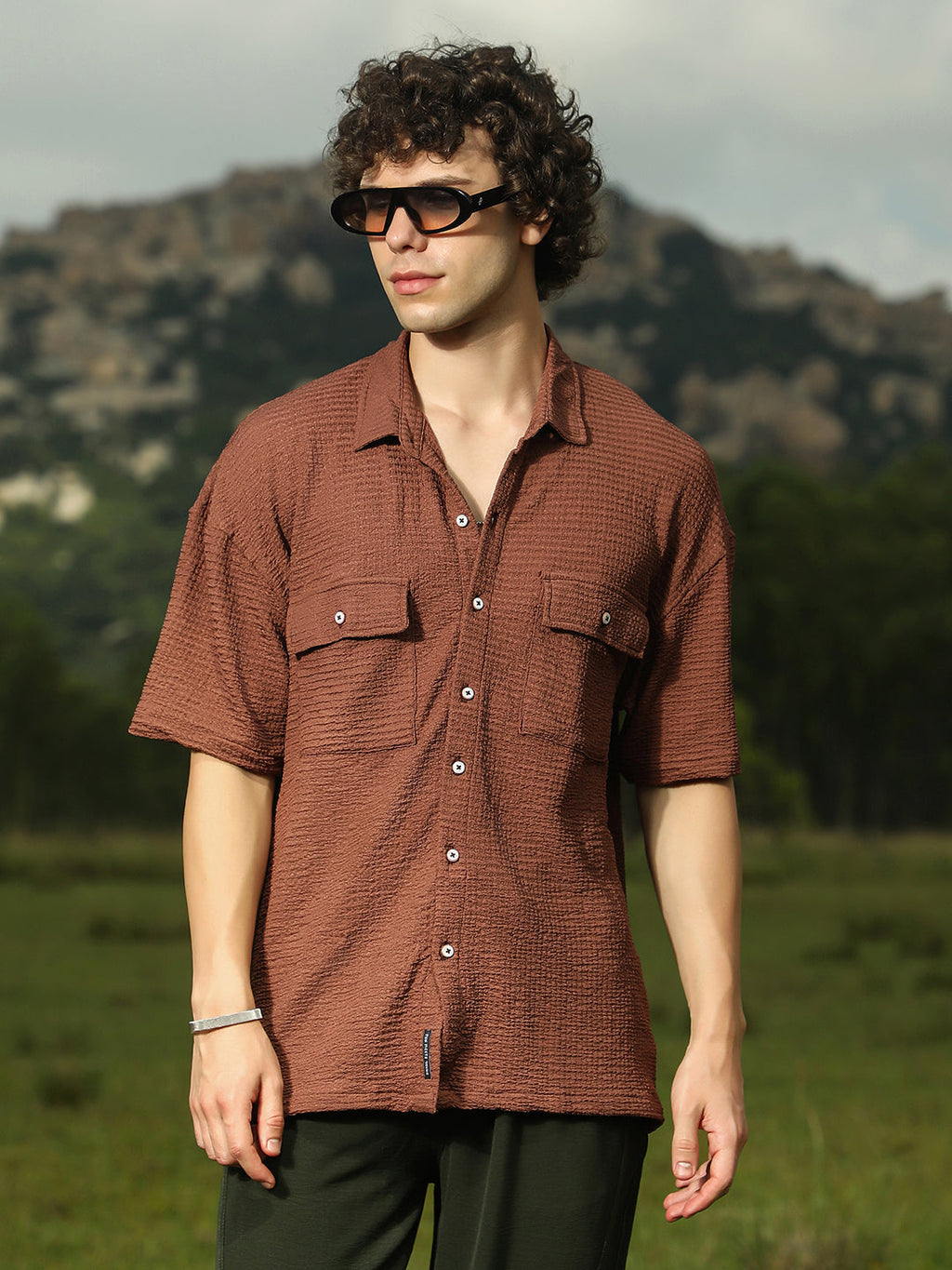 Campus Sutra Tactile-Utility Oversized Shirt