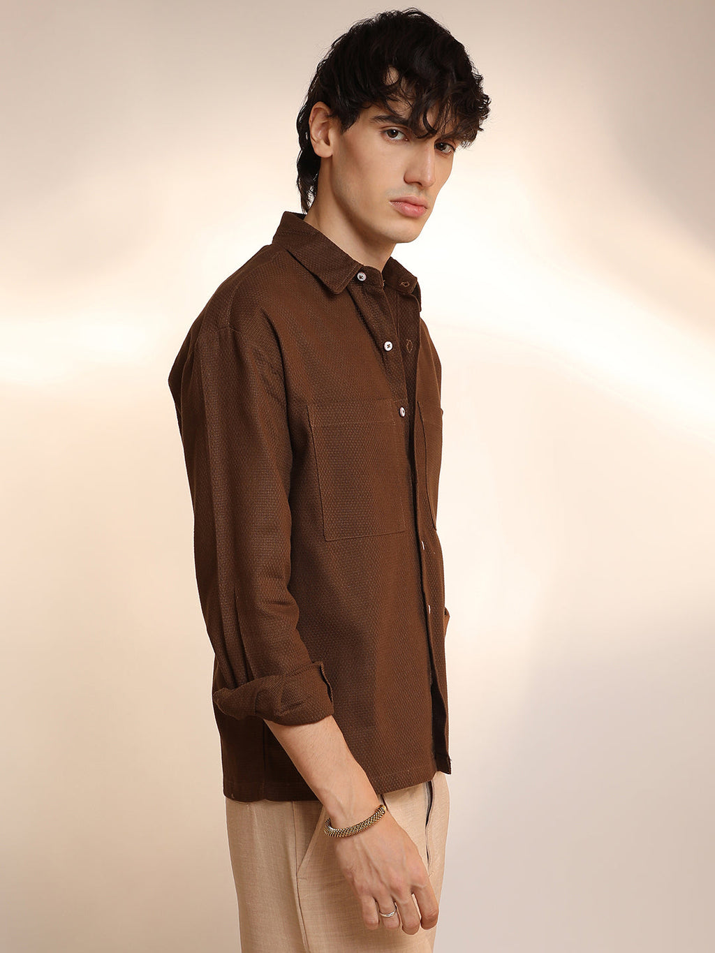 Campus Sutra Solid Canvas Utility Shirt
