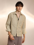 Campus Sutra Chevron-Woven Utility Shirt