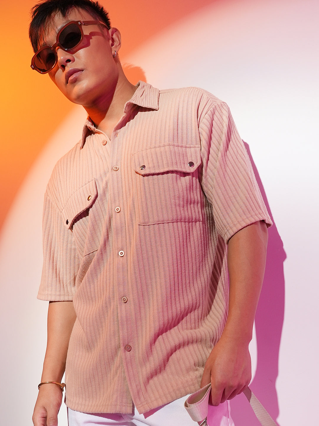 Campus Sutra Textured Knit Shirt