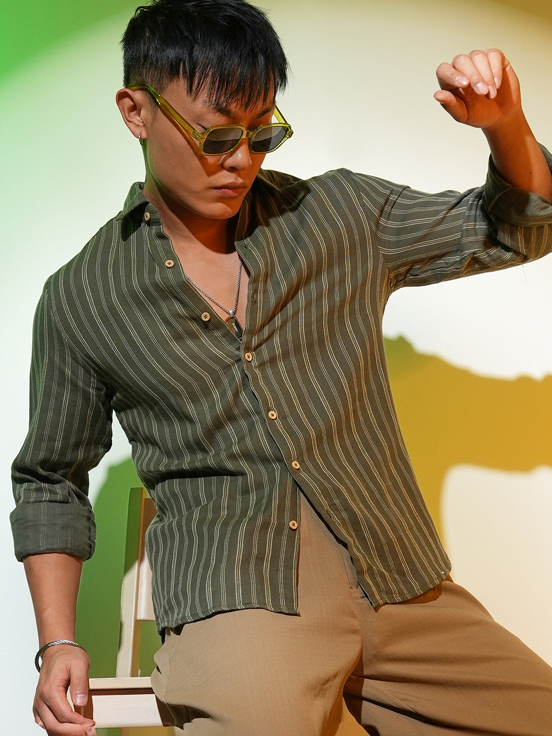Campus Sutra Halo Striped Shirt