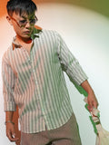 Campus Sutra Heathered-Stripe Shirt