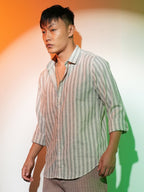 Campus Sutra Heathered-Stripe Shirt