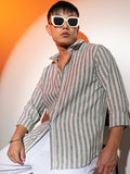 Campus Sutra Heathered-Stripe Shirt