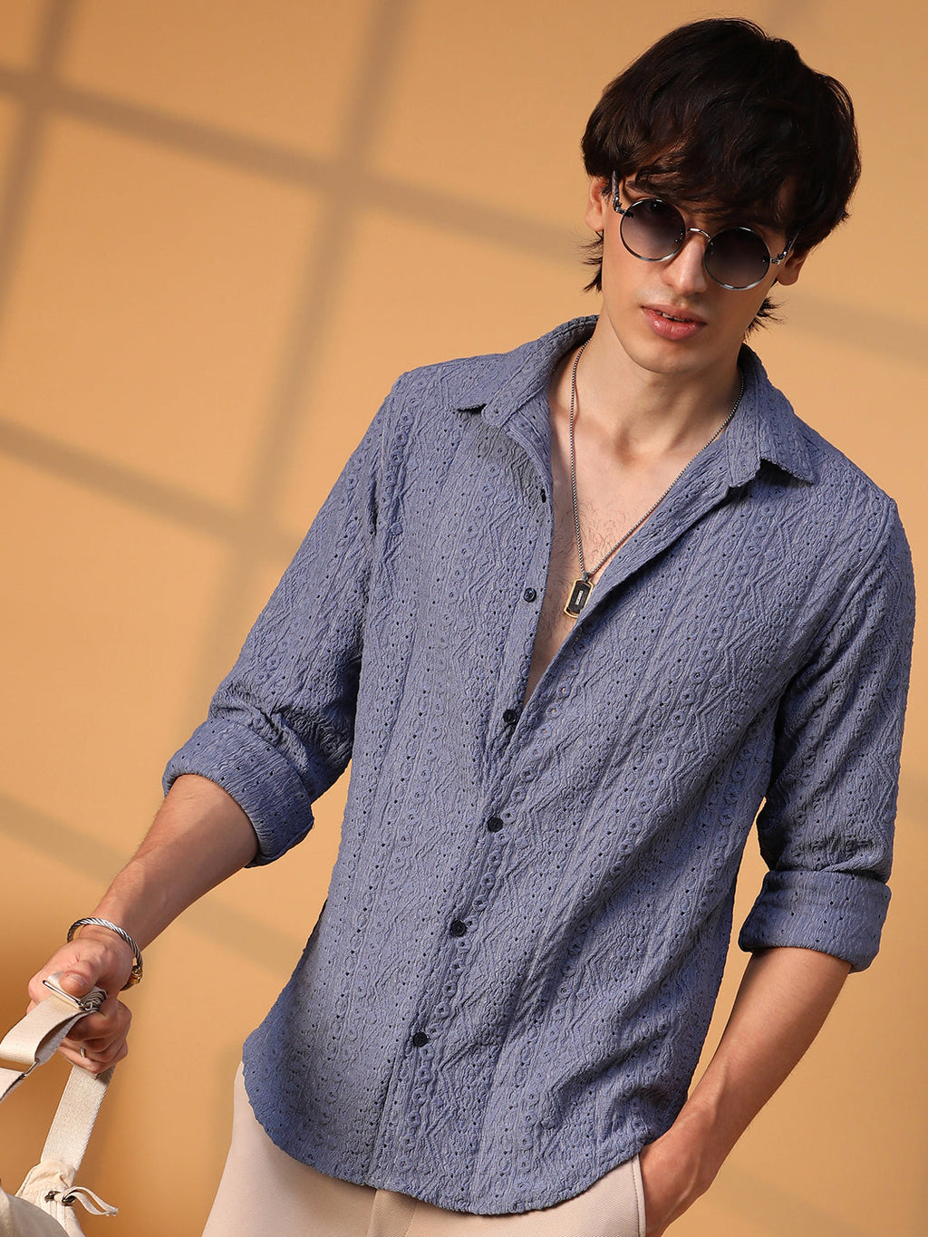 Campus Sutra Aztec-Textured Shirt