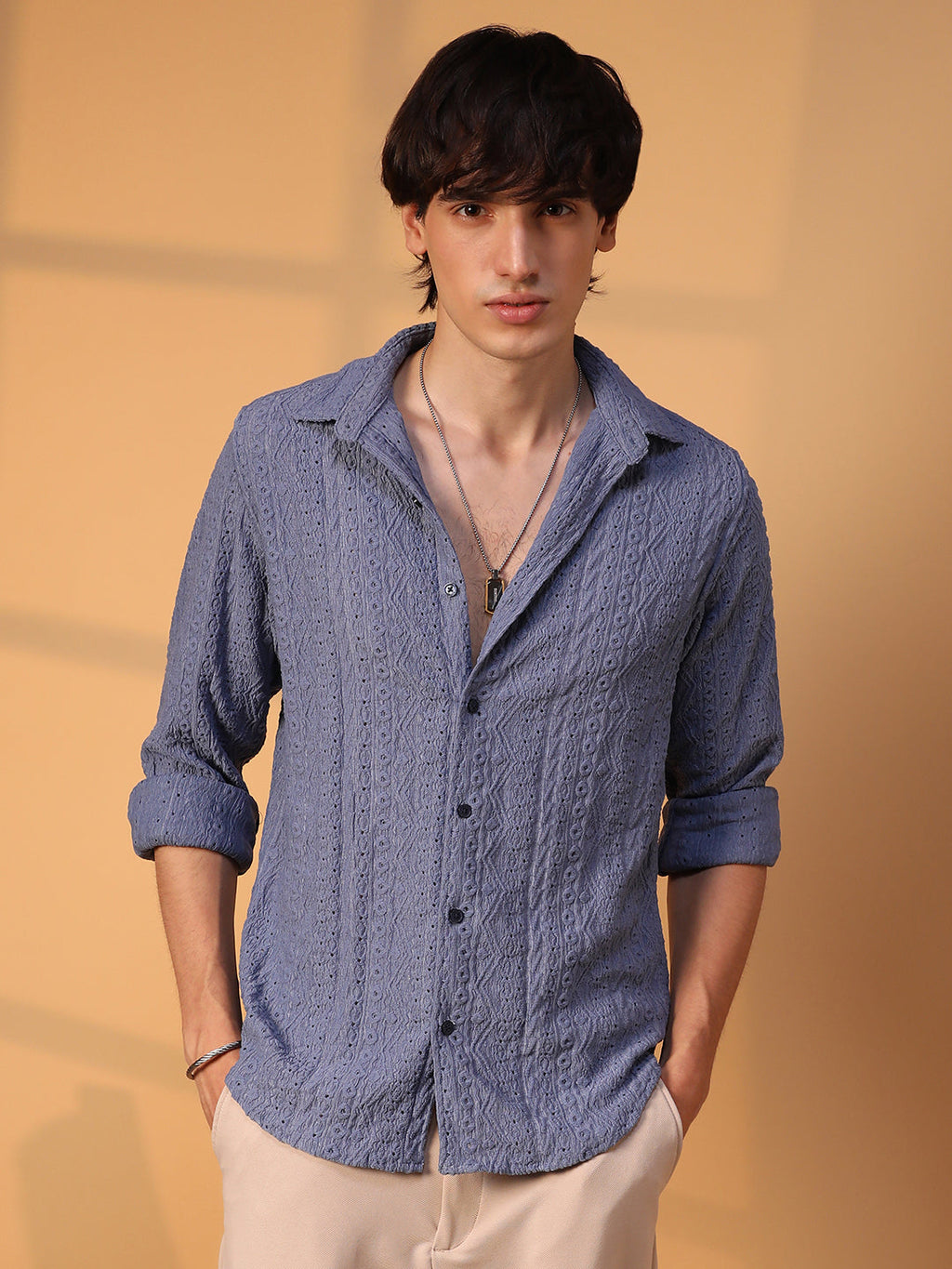 Campus Sutra Aztec-Textured Shirt