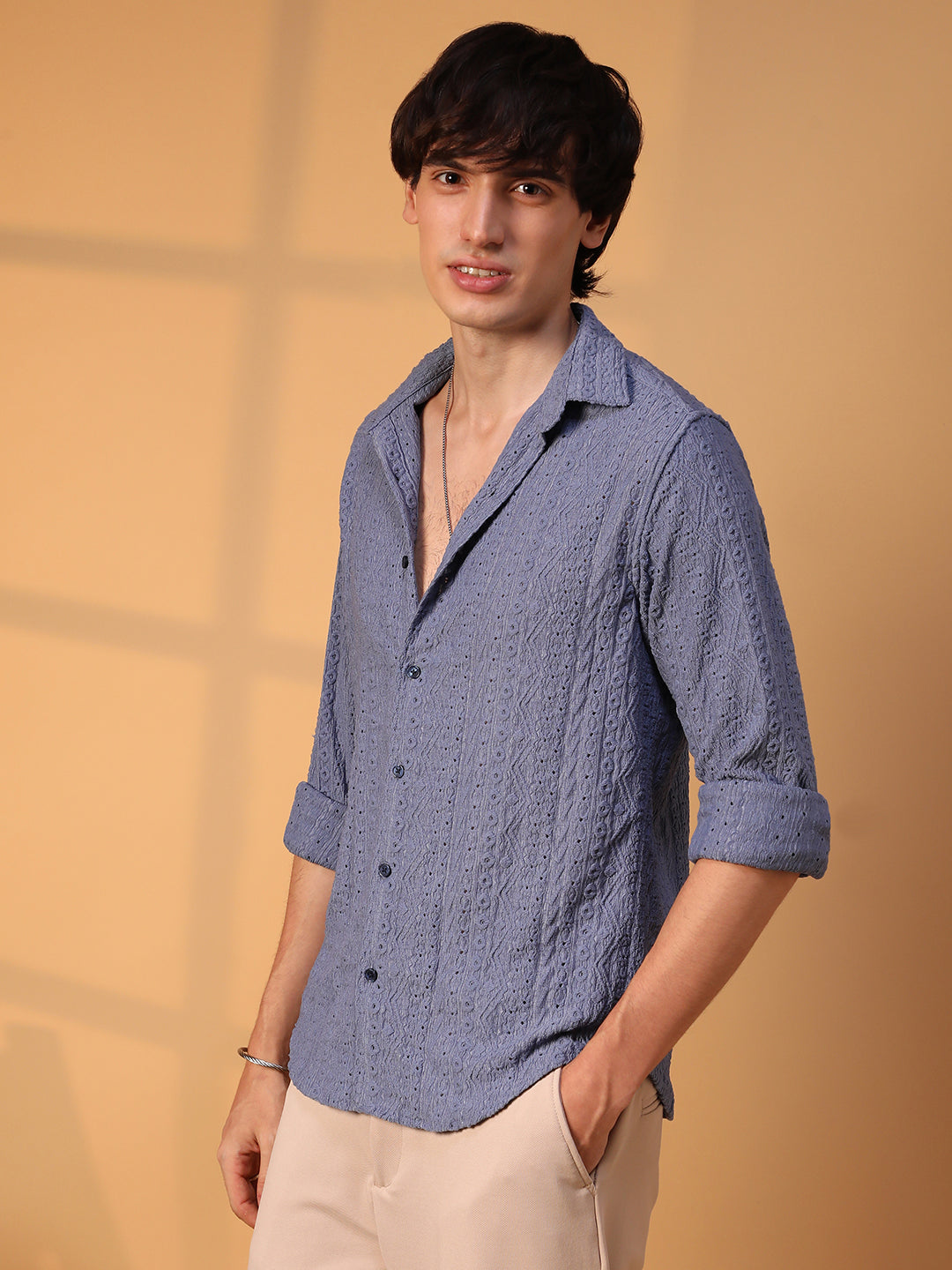 Campus Sutra Aztec-Textured Shirt