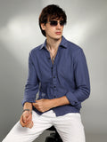 Campus Sutra Geometric-Weave Textured Shirt
