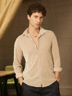 Campus Sutra Solid Velvet Shirt