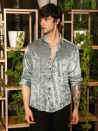 Campus Sutra Solid Velvet Shirt