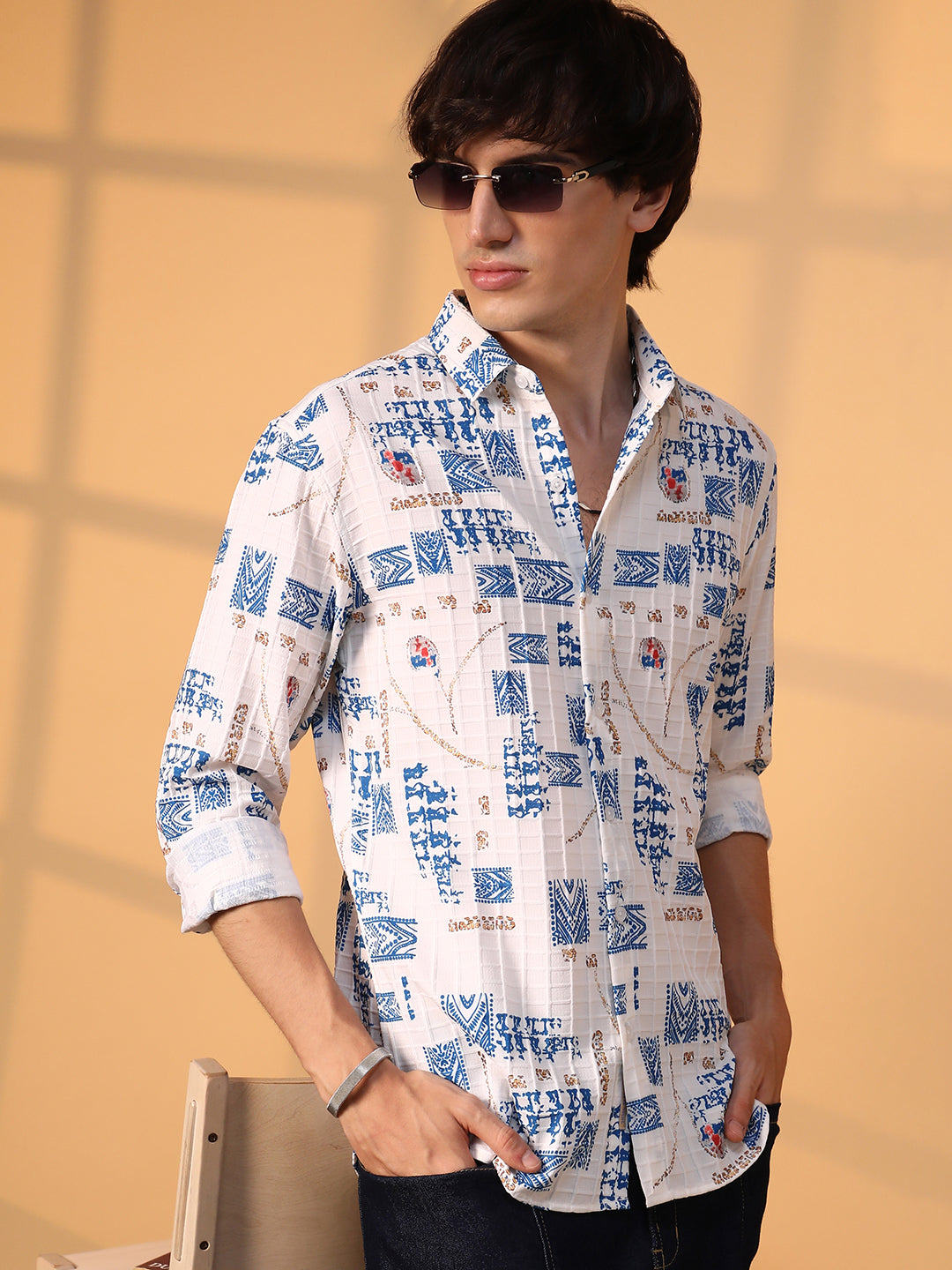 Campus Sutra Folk-Waffle Shirt