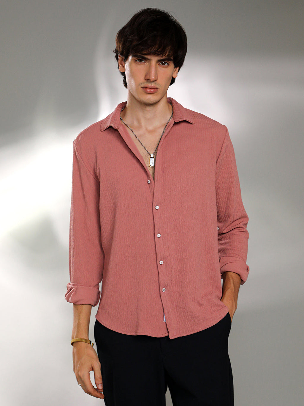 Campus Sutra Stripe-Creased Shirt