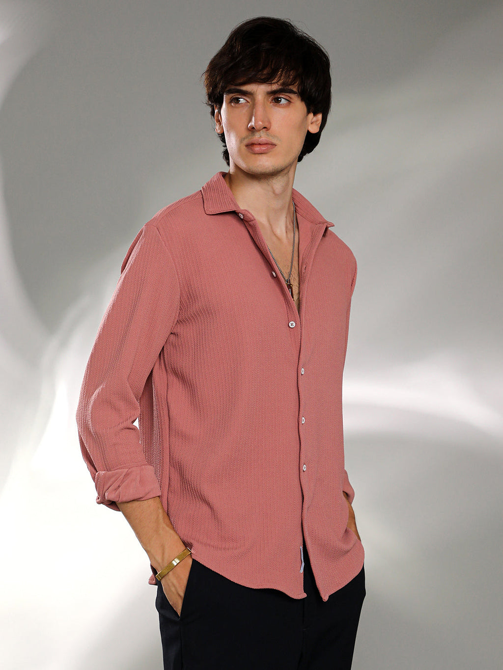 Campus Sutra Stripe-Creased Shirt