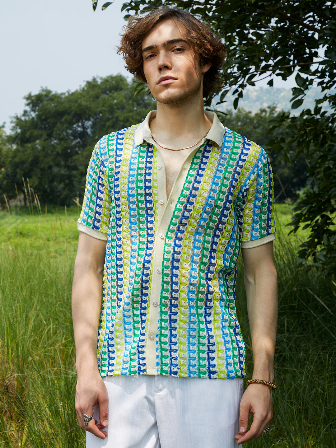 Campus Sutra Loop-Stripe Knit Shirt