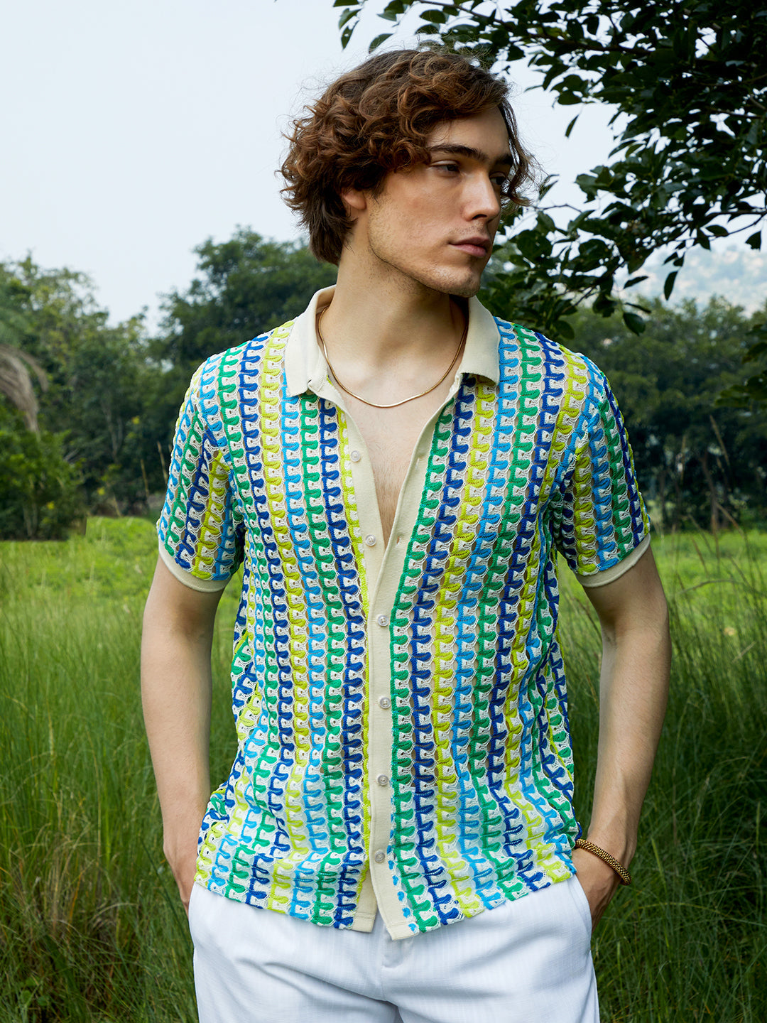 Campus Sutra Loop-Stripe Knit Shirt