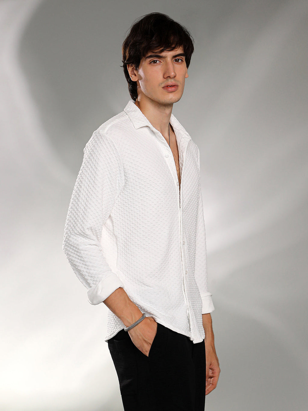 Campus Sutra Cubic-Textured Shirt
