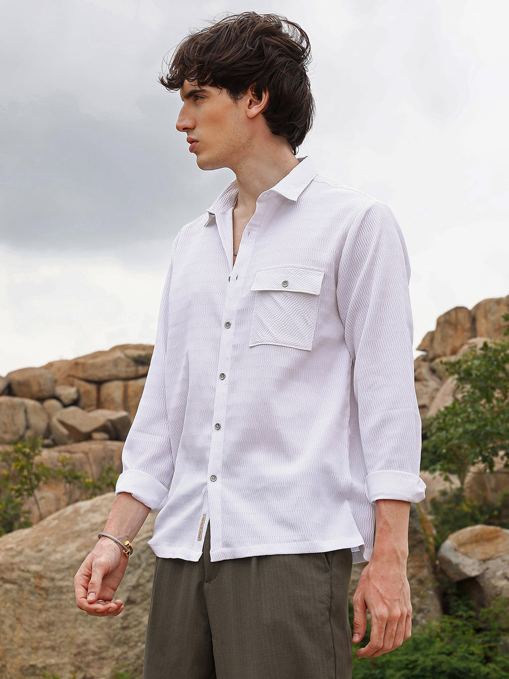 Campus Sutra Utility Textured Shirt