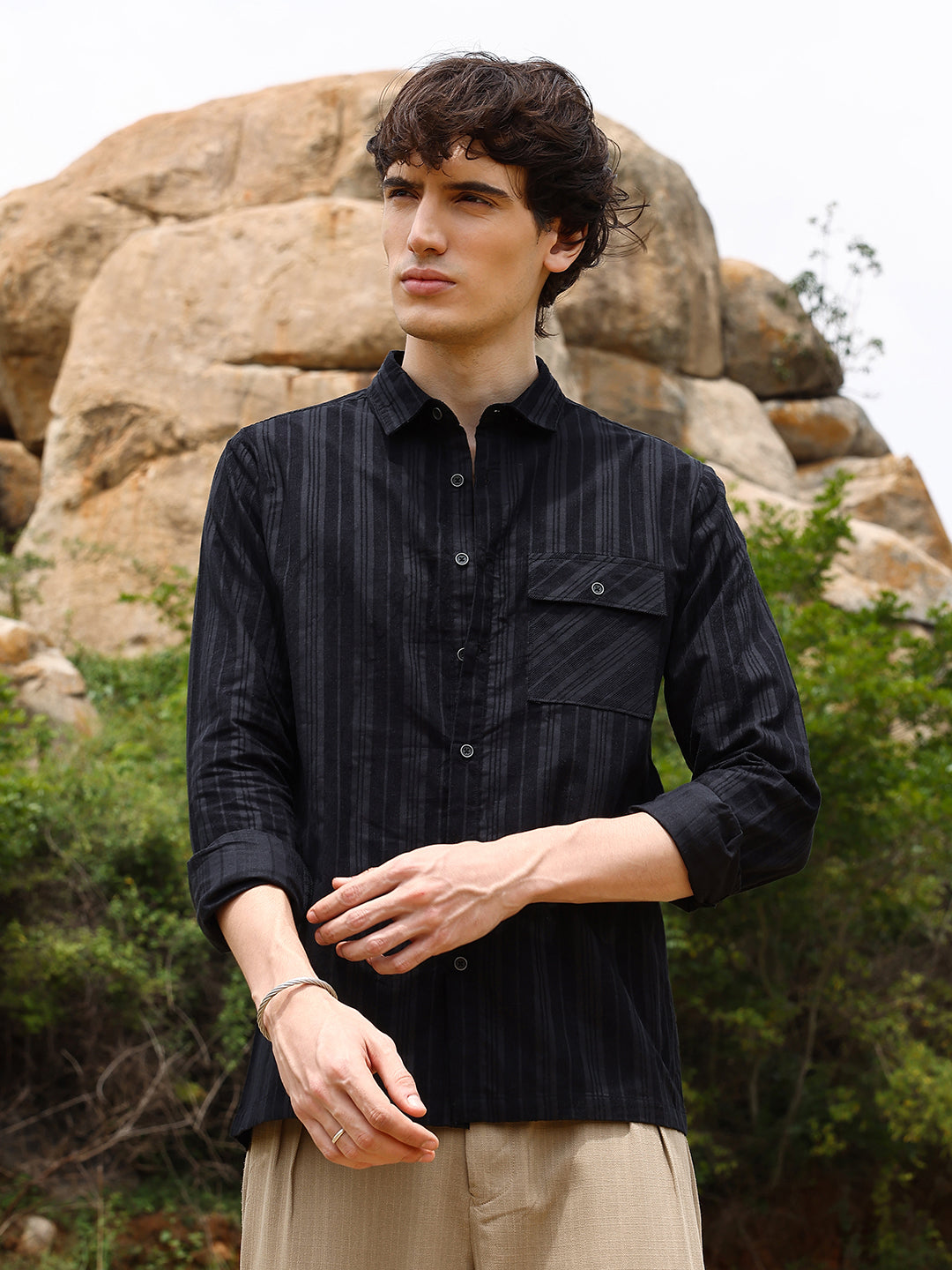 Campus Sutra Multitrack-Striped Shirt