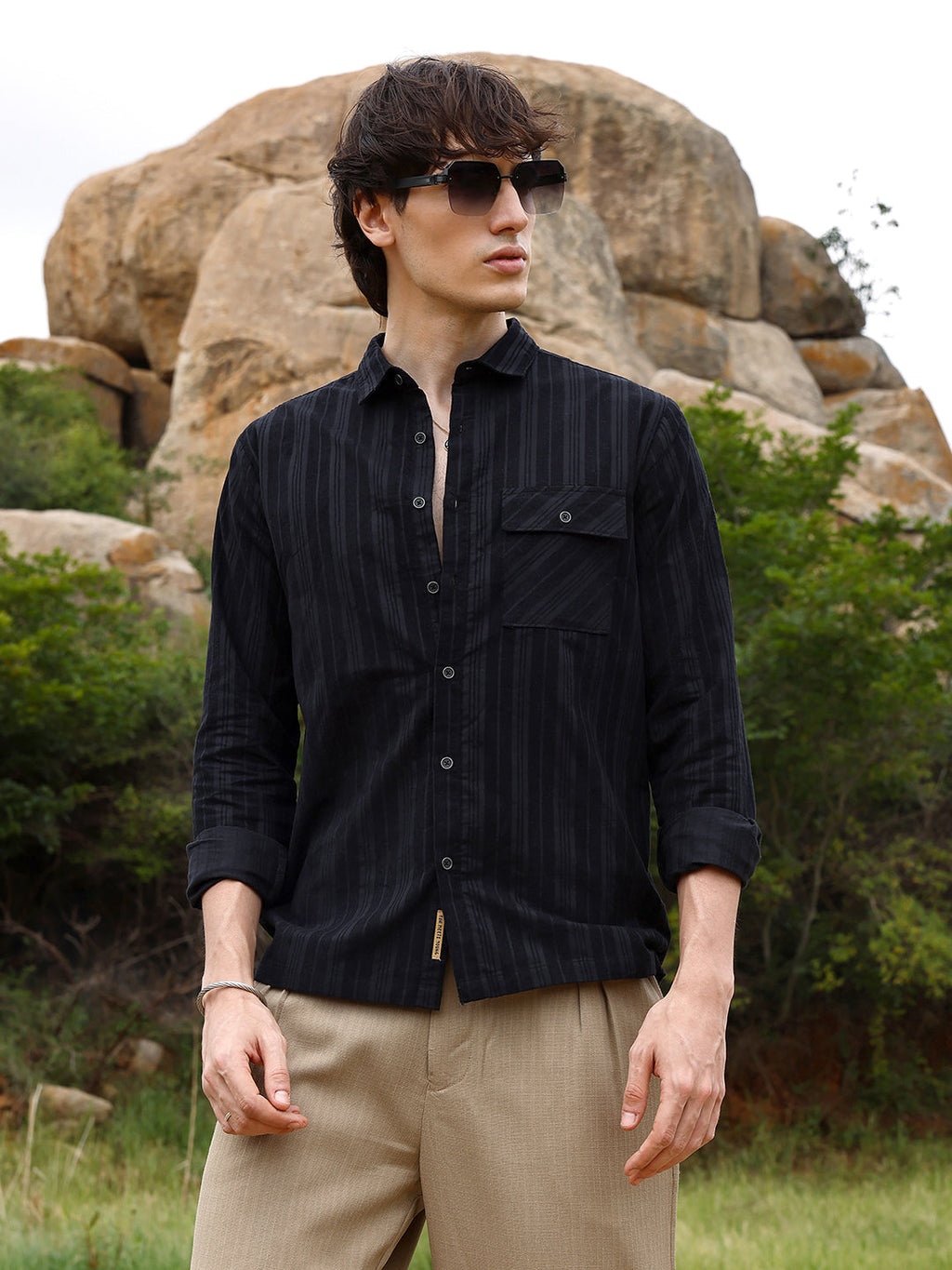 Campus Sutra Multitrack-Striped Shirt