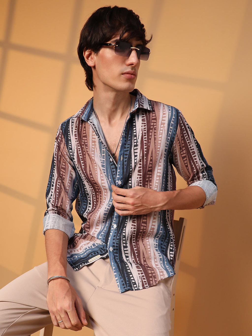Campus Sutra Strokes Block Shirt