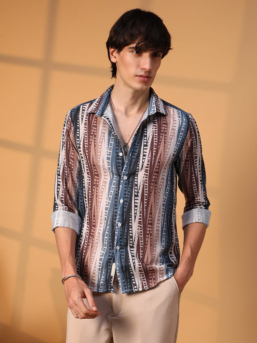 Campus Sutra Strokes Block Shirt