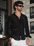 Campus Sutra Solid Velvet Shirt