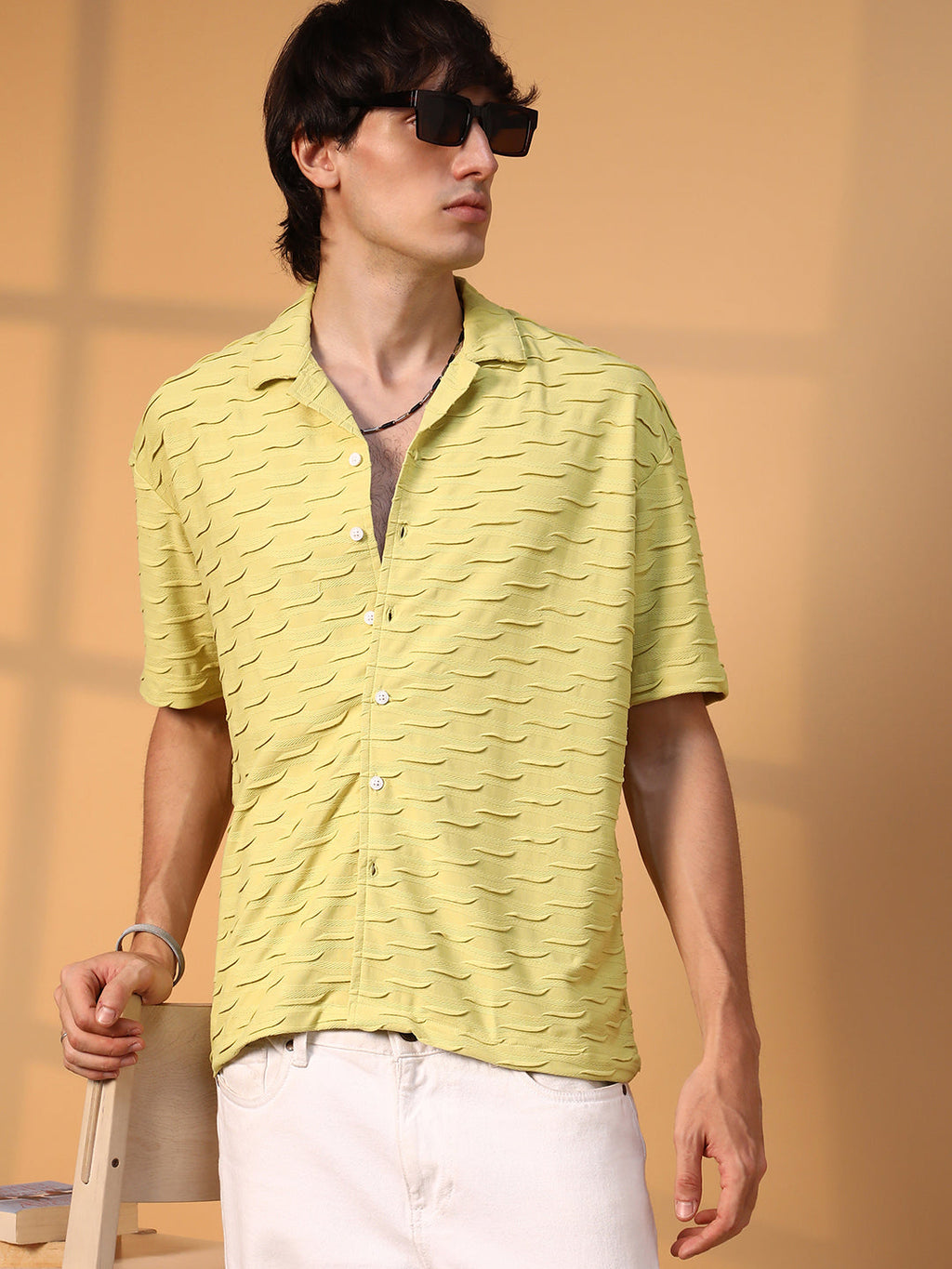 Campus Sutra Swish-Textured Shirt