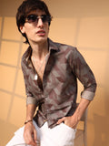 Campus Sutra Geometric Seersucker Shirt