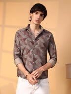 Campus Sutra Geometric Seersucker Shirt