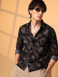 Campus Sutra Geometric Seersucker Shirt