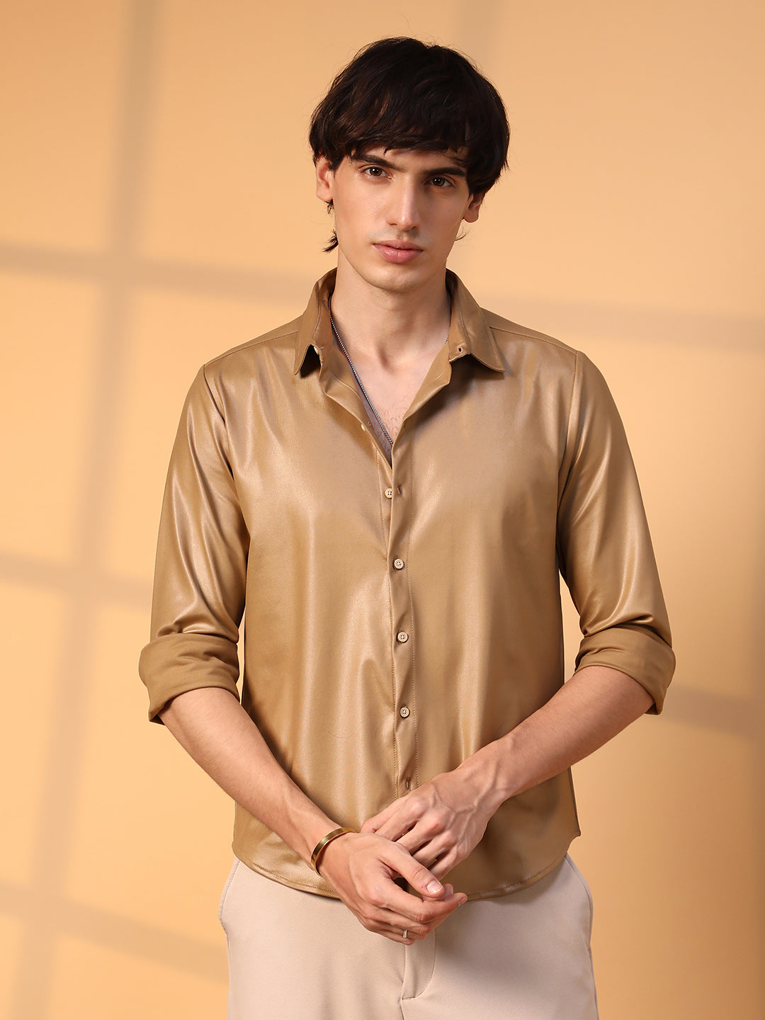 Campus Sutra Solid Suede Shirt