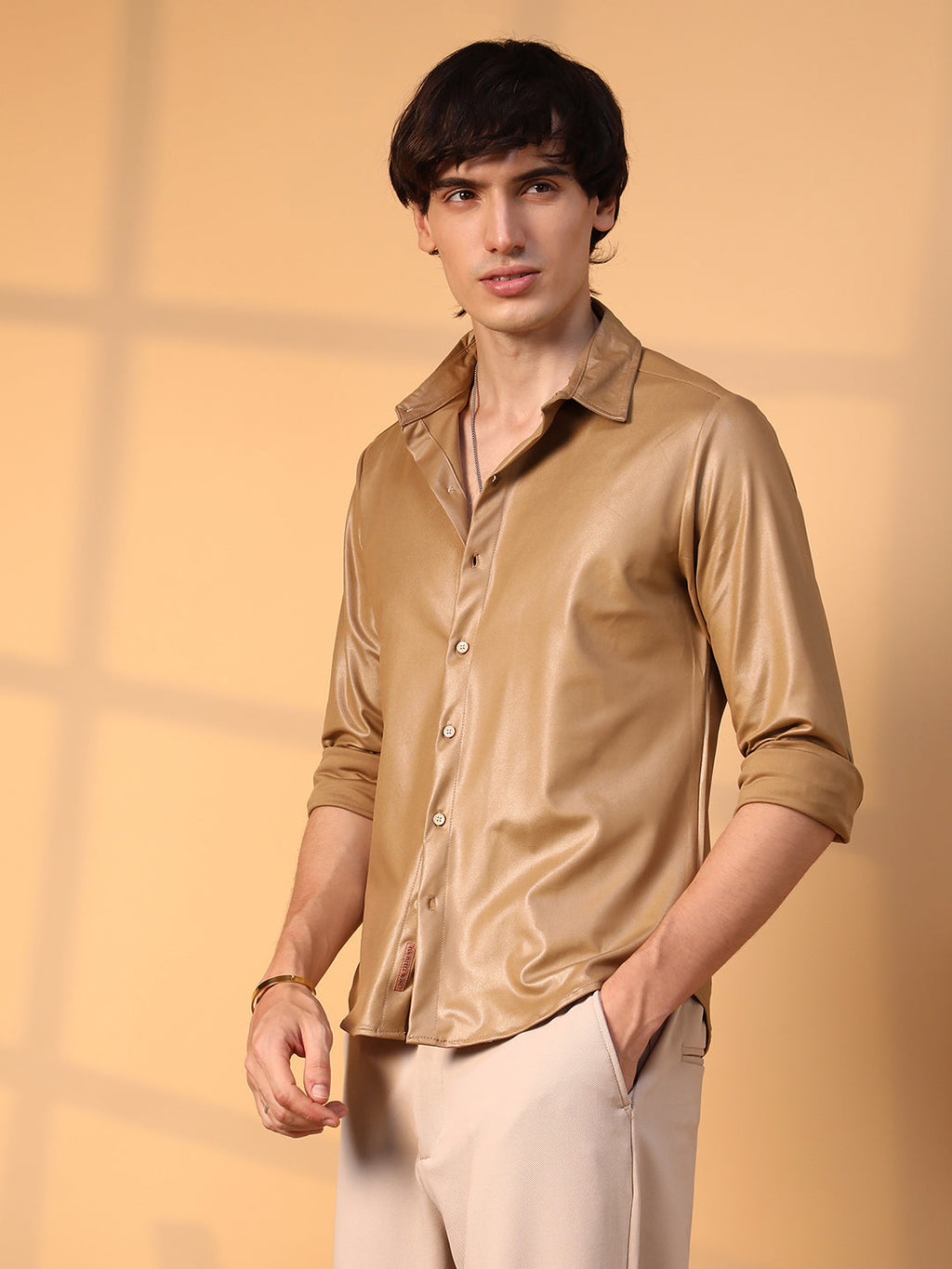 Campus Sutra Solid Suede Shirt
