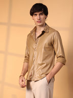 Campus Sutra Solid Suede Shirt