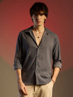 Campus Sutra Solid Seersucker Shirt