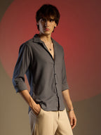 Campus Sutra Solid Seersucker Shirt