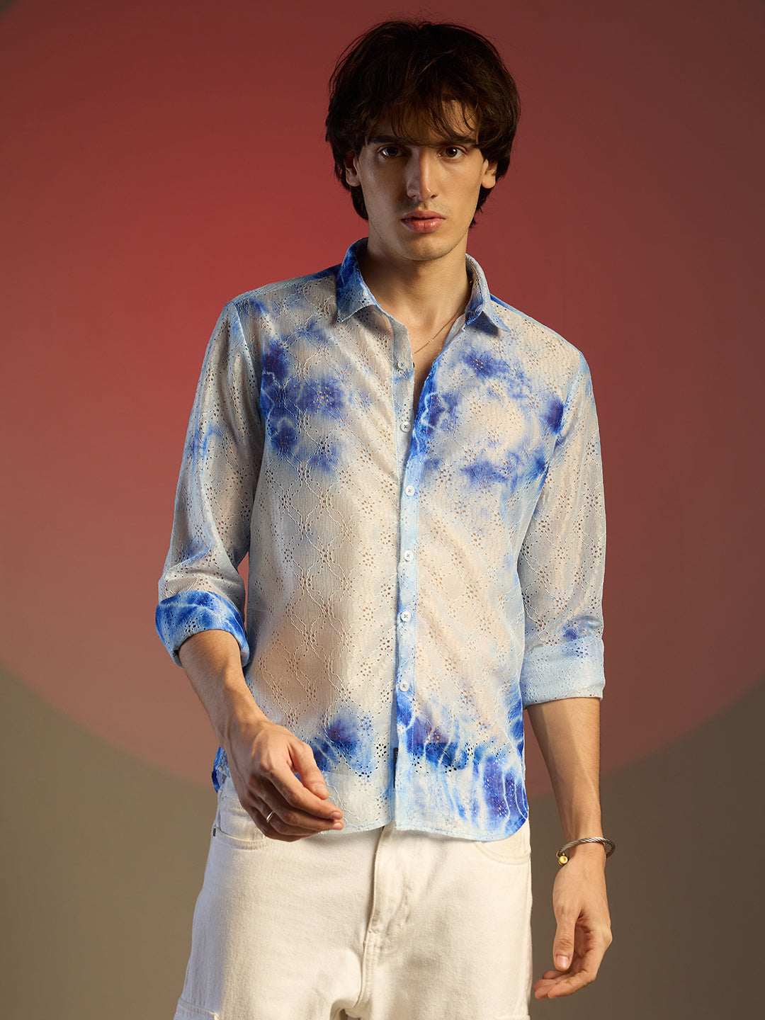 Campus Sutra Tie-Dye Textured Shirt