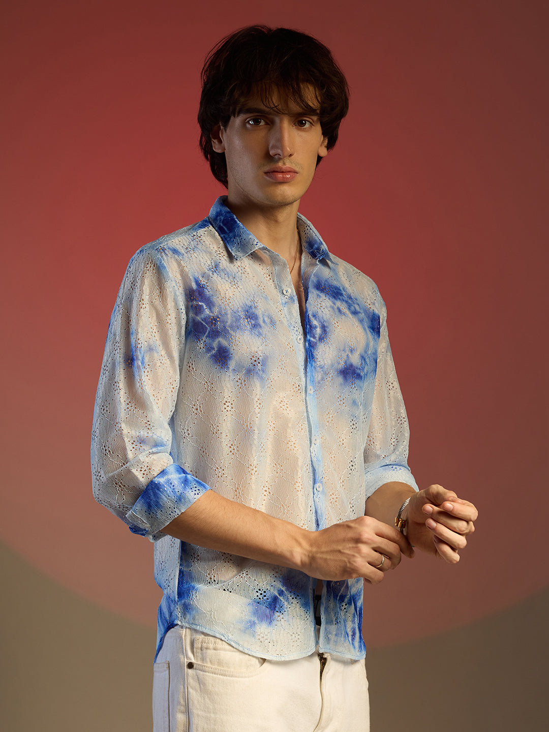 Campus Sutra Tie-Dye Textured Shirt