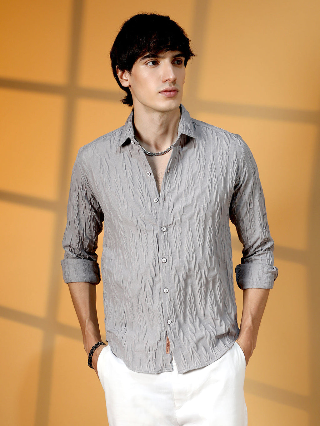 Campus Sutra Grain-Textured Shirt