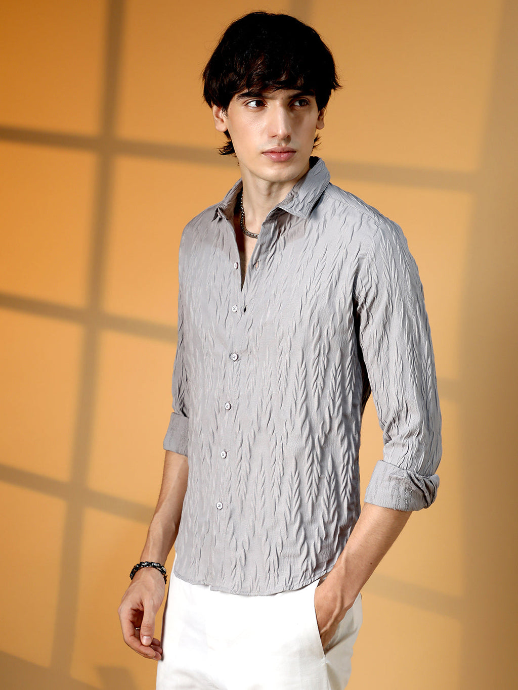 Campus Sutra Grain-Textured Shirt