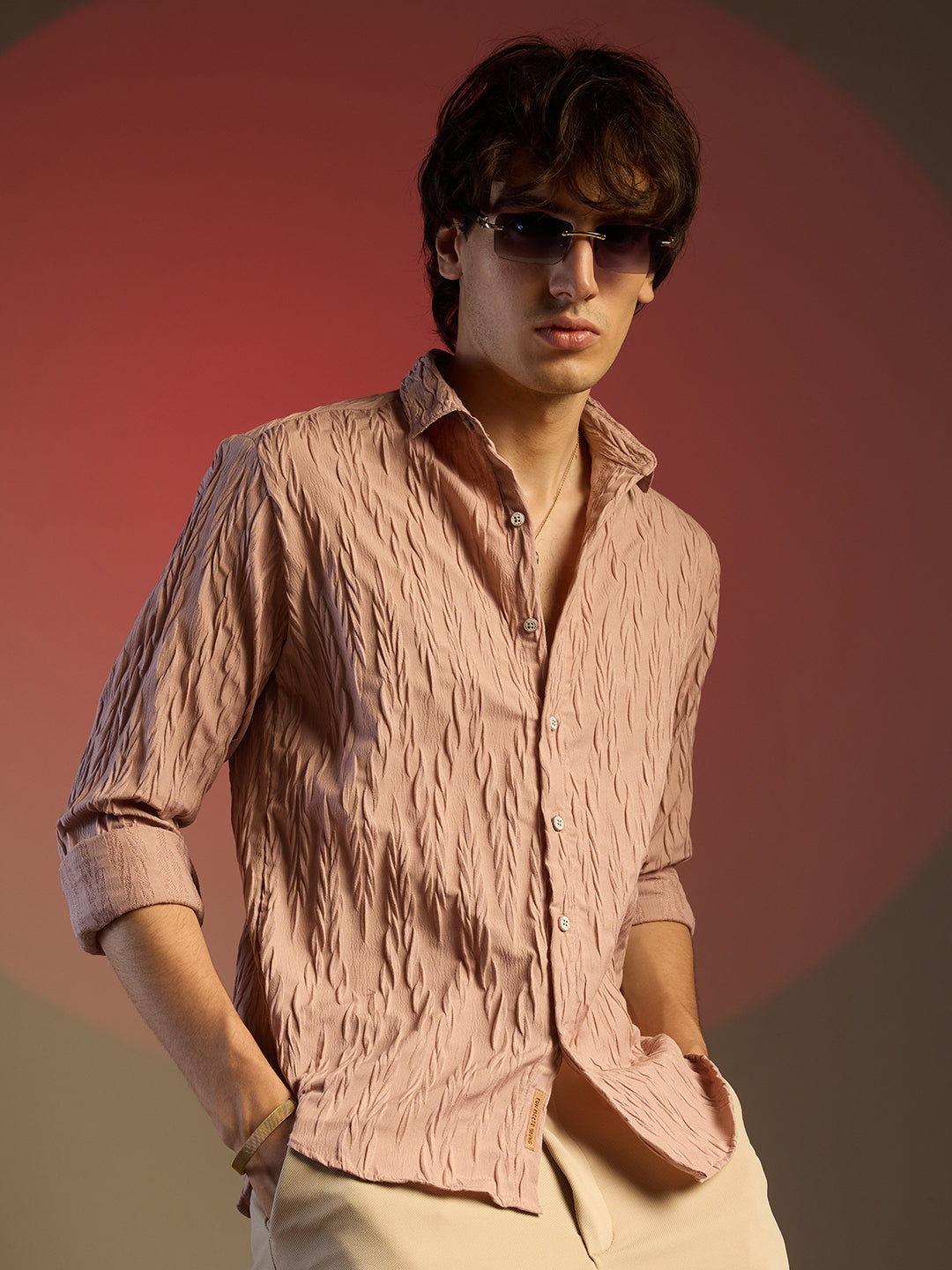 Campus Sutra Grain-Textured Shirt