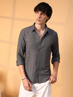 Campus Sutra Solid Textured Knit Shirt