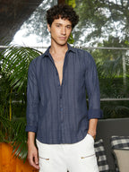 Campus Sutra Contrast-Weave Relaxed Shirt