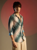 Campus Sutra Ombre-Pleated Shirt