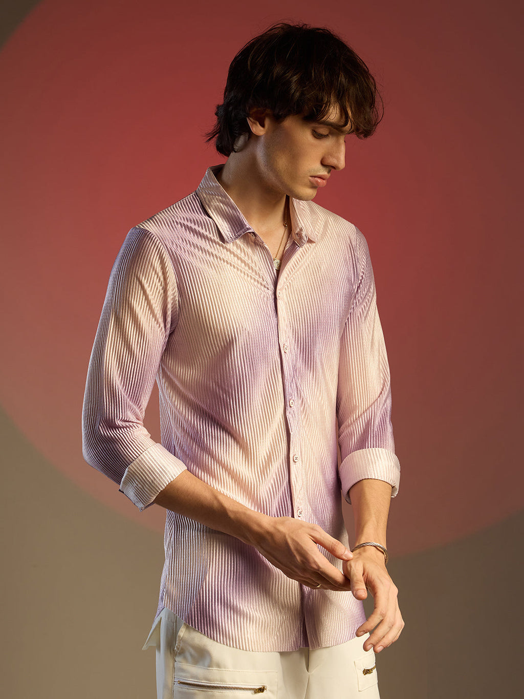 Campus Sutra Ombre-Pleated Shirt