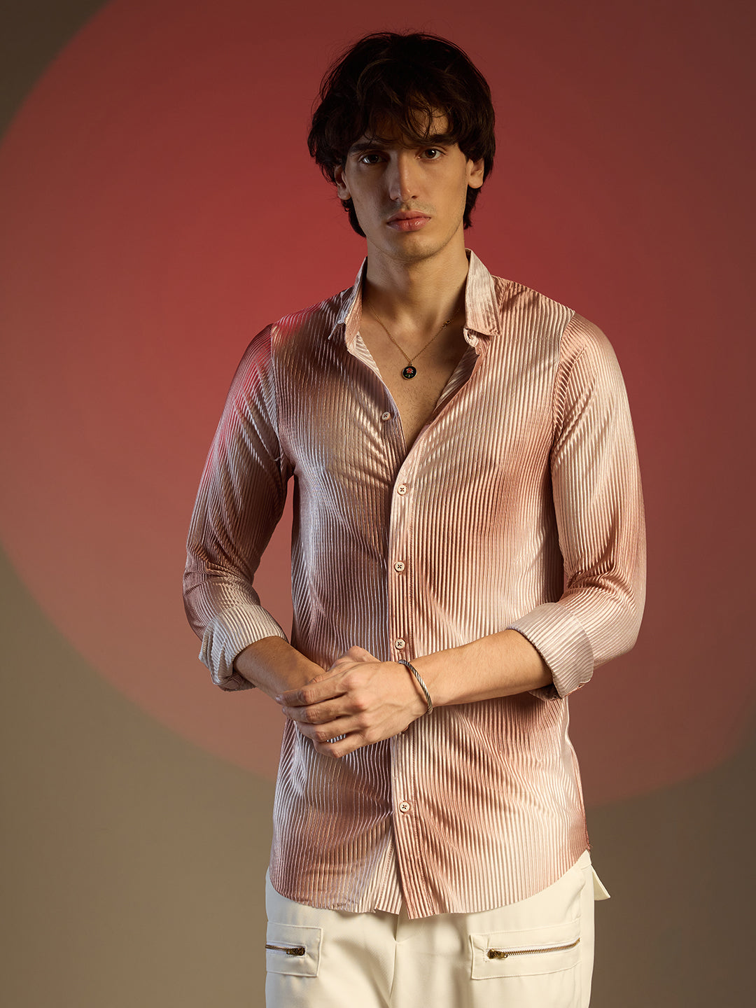 Campus Sutra Ombre-Pleated Shirt
