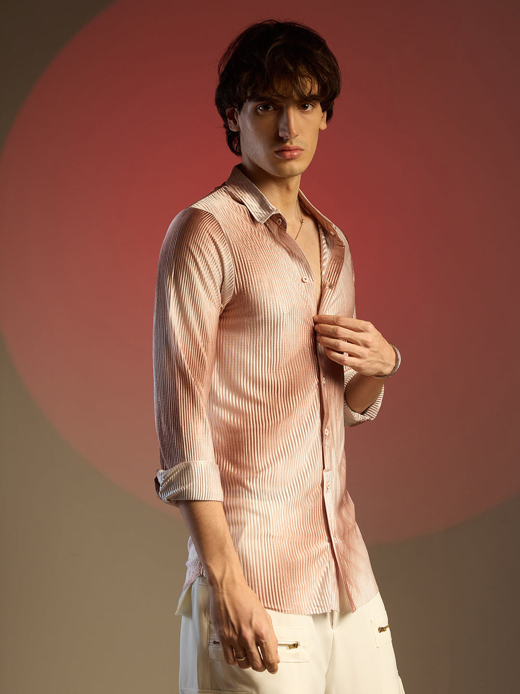 Campus Sutra Ombre-Pleated Shirt